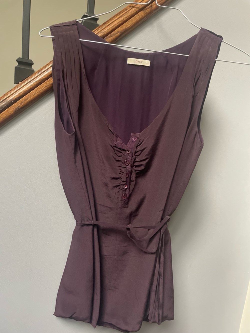 J. Crew Plum Sleeveless Ruffle-Front Midi Top